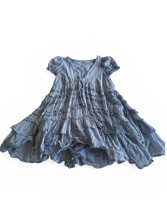 Free People Light Blue Darcy Ruffled Mini Dress - M - Picture 2 of 12